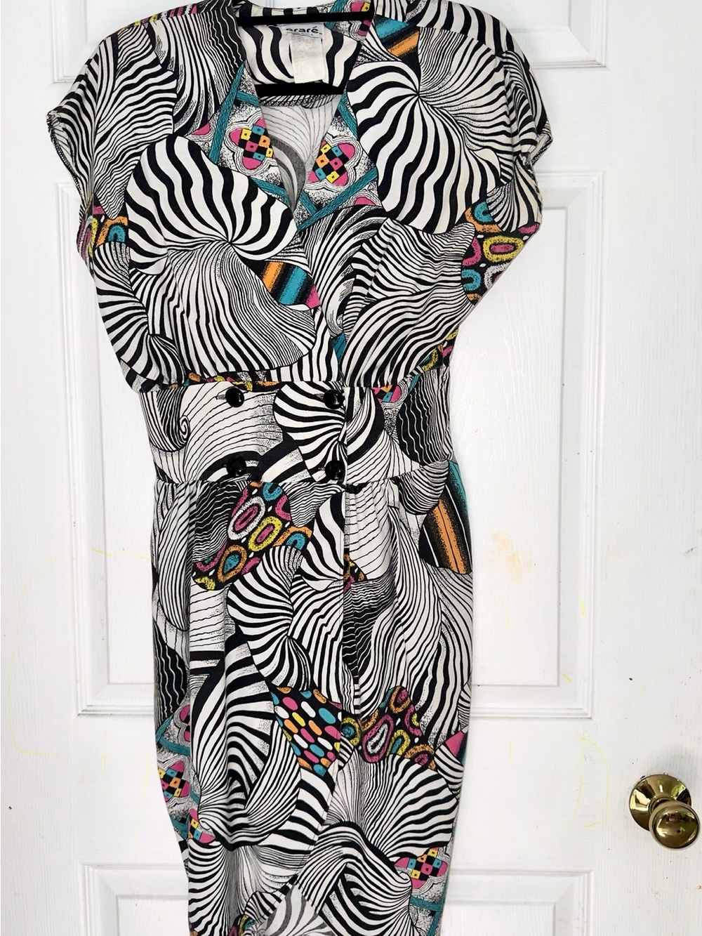 Rare Oraré Vintage 80’s Multi Color Abstract Zebra Print - 9/10